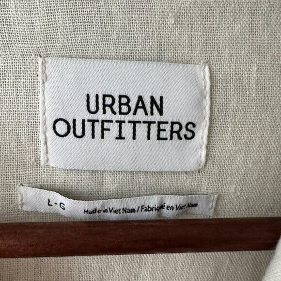 Urban Outfitters Linen Rayon Collared Classic Button-Down Jacket Off-White Large - Picture 4 of 14
